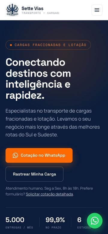 O mesmo site no celular